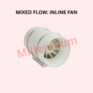 Mixed Flow Inline Fan installed in duct system for high airflow and low noise ventilation in industrial and commercial spaces