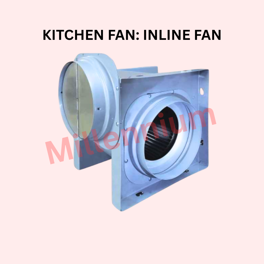 Kitchen Inline Fan installed in duct system for powerful air extraction and ventilation in commercial kitchens