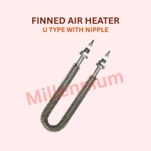 Industrial Finned Air Heater U Type with Nipple – stainless steel finned tubular heating element for air and gas heating systems.