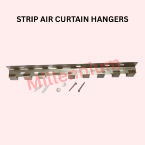 Heavy-duty Strip Air Curtain Hangers made from stainless steel for durable and easy installation of PVC Strip Curtains and Air Curtains in industrial and commercial spaces.