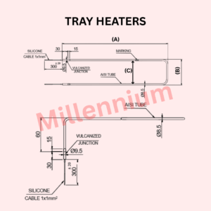Tray Heater installed below condensing unit in cold room to prevent ice formation and ensure smooth drainage