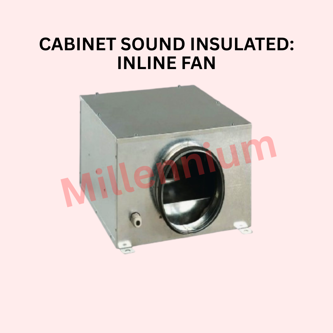 Cabinet Sound Insulated Inline Fan installed in HVAC system for quiet and efficient air ventilation in commercial spaces